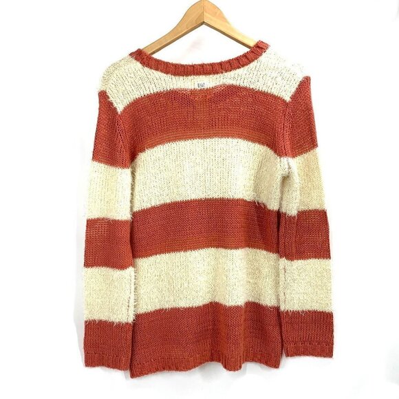 Billabong Striped Chenille Cozy Knit Crew Neck Sweater - Dusky Pink/Cream, Size - Picture 3 of 7